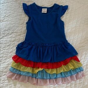 Hanna Andersson Blue Dress with colorful Tulle Bottom.